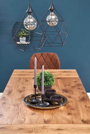 Tavolo allungabile in legno impiallacciato rovere con gambe in acciaio nero Horus 126x80 cm - allungabile a 206 cm