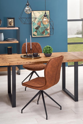 Tavolo allungabile in legno impiallacciato rovere con gambe in acciaio nero Horus 126x80 cm - allungabile a 206 cm
