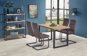 Tavolo allungabile in legno impiallacciato rovere con gambe in acciaio nero Horus 126x80 cm - allungabile a 206 cm
