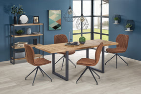 Tavolo allungabile in legno impiallacciato rovere con gambe in acciaio nero Horus 126x80 cm - allungabile a 206 cm