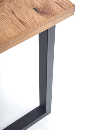 Tavolo allungabile in legno impiallacciato rovere con gambe in acciaio nero Horus 126x80 cm - allungabile a 206 cm