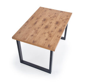 Tavolo allungabile in legno impiallacciato rovere con gambe in acciaio nero Horus 126x80 cm - allungabile a 206 cm