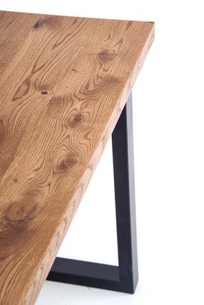 Tavolo allungabile in legno impiallacciato rovere con gambe in acciaio nero Horus 126x80 cm - allungabile a 206 cm