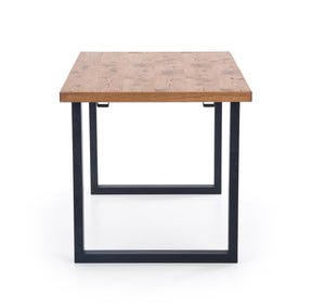 Tavolo allungabile in legno impiallacciato rovere con gambe in acciaio nero Horus 126x80 cm - allungabile a 206 cm