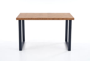 Tavolo allungabile in legno impiallacciato rovere con gambe in acciaio nero Horus 126x80 cm - allungabile a 206 cm