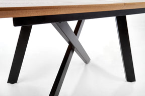 Tavolo allungabile in legno impiallacciato rovere con gambe in acciaio nero Capital 160x90 cm - allungabile fino a 200 cm