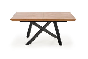 Tavolo allungabile in legno impiallacciato rovere con gambe in acciaio nero Capital 160x90 cm - allungabile fino a 200 cm
