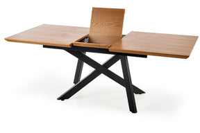 Tavolo allungabile in legno impiallacciato rovere con gambe in acciaio nero Capital 160x90 cm - allungabile fino a 200 cm