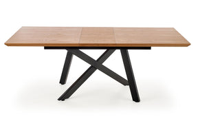 Tavolo allungabile in legno impiallacciato rovere con gambe in acciaio nero Capital 160x90 cm - allungabile fino a 200 cm