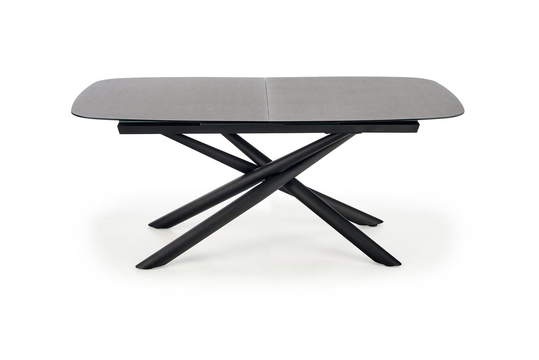 Tavolo allungabile in vetro grigio scuro con gambe in acciaio nero Capello 180 x 95 cm - allungabile fino a 240 cm