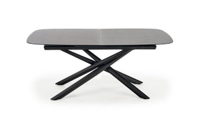 Tavolo allungabile in vetro grigio scuro con gambe in acciaio nero Capello 180 x 95 cm - allungabile fino a 240 cm