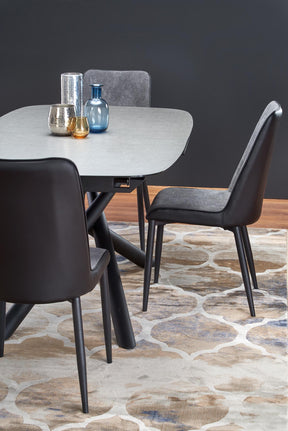Tavolo allungabile in vetro grigio scuro con gambe in acciaio nero Capello 180 x 95 cm - allungabile fino a 240 cm