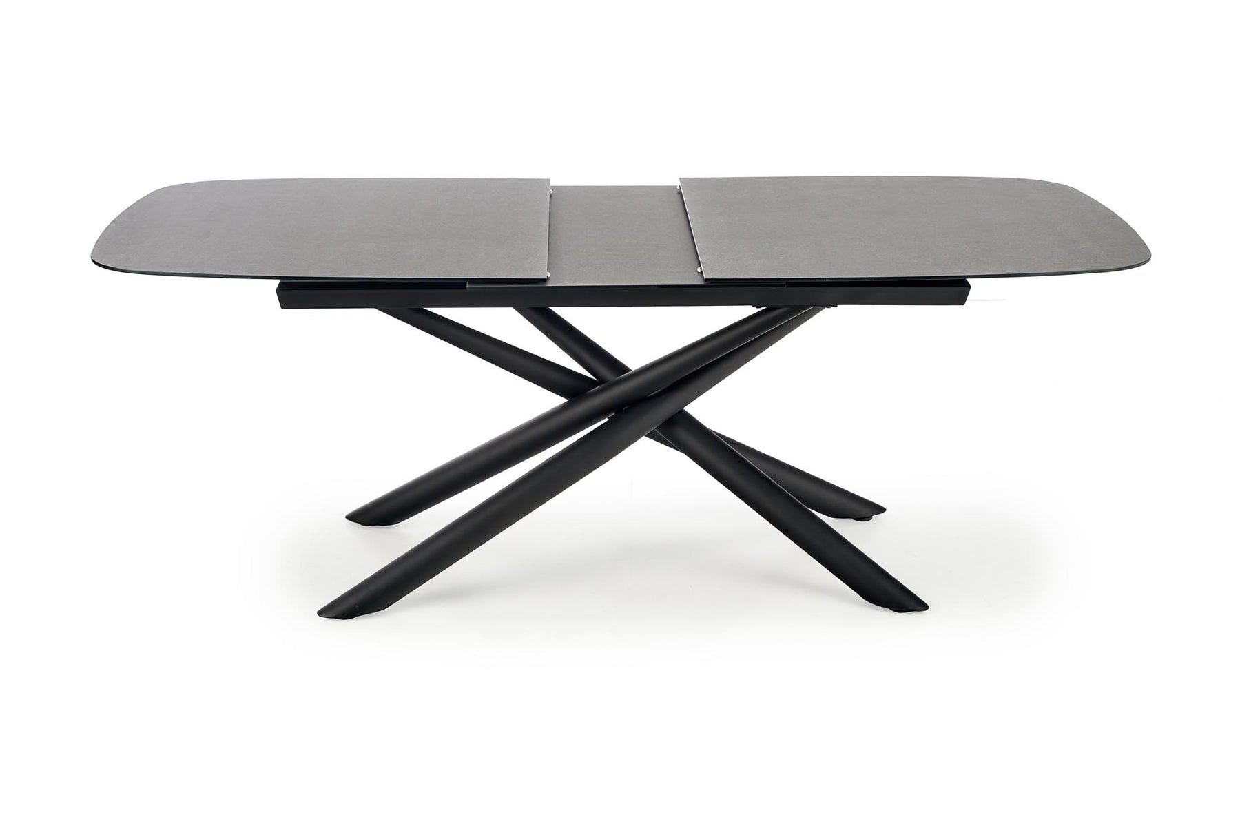 Tavolo allungabile in vetro grigio scuro con gambe in acciaio nero Capello 180 x 95 cm - allungabile fino a 240 cm