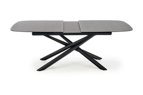 Tavolo allungabile in vetro grigio scuro con gambe in acciaio nero Capello 180 x 95 cm - allungabile fino a 240 cm