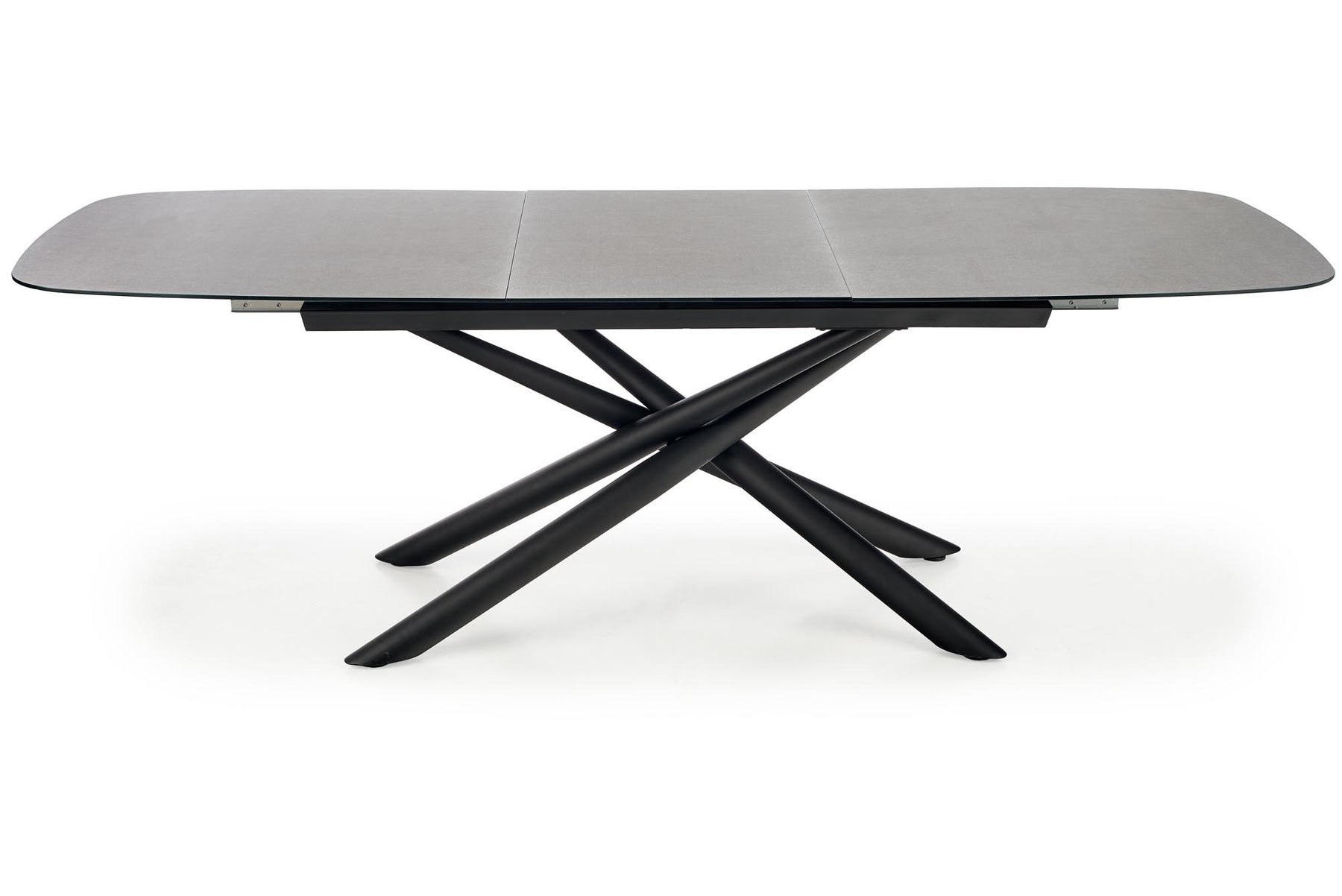 Tavolo allungabile in vetro grigio scuro con gambe in acciaio nero Capello 180 x 95 cm - allungabile fino a 240 cm