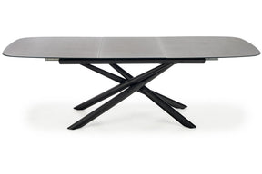 Tavolo allungabile in vetro grigio scuro con gambe in acciaio nero Capello 180 x 95 cm - allungabile fino a 240 cm