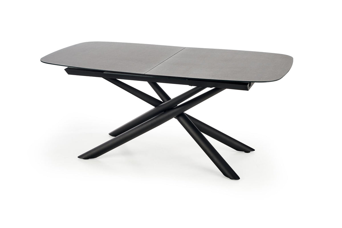Tavolo allungabile in vetro grigio scuro con gambe in acciaio nero Capello 180 x 95 cm - allungabile fino a 240 cm