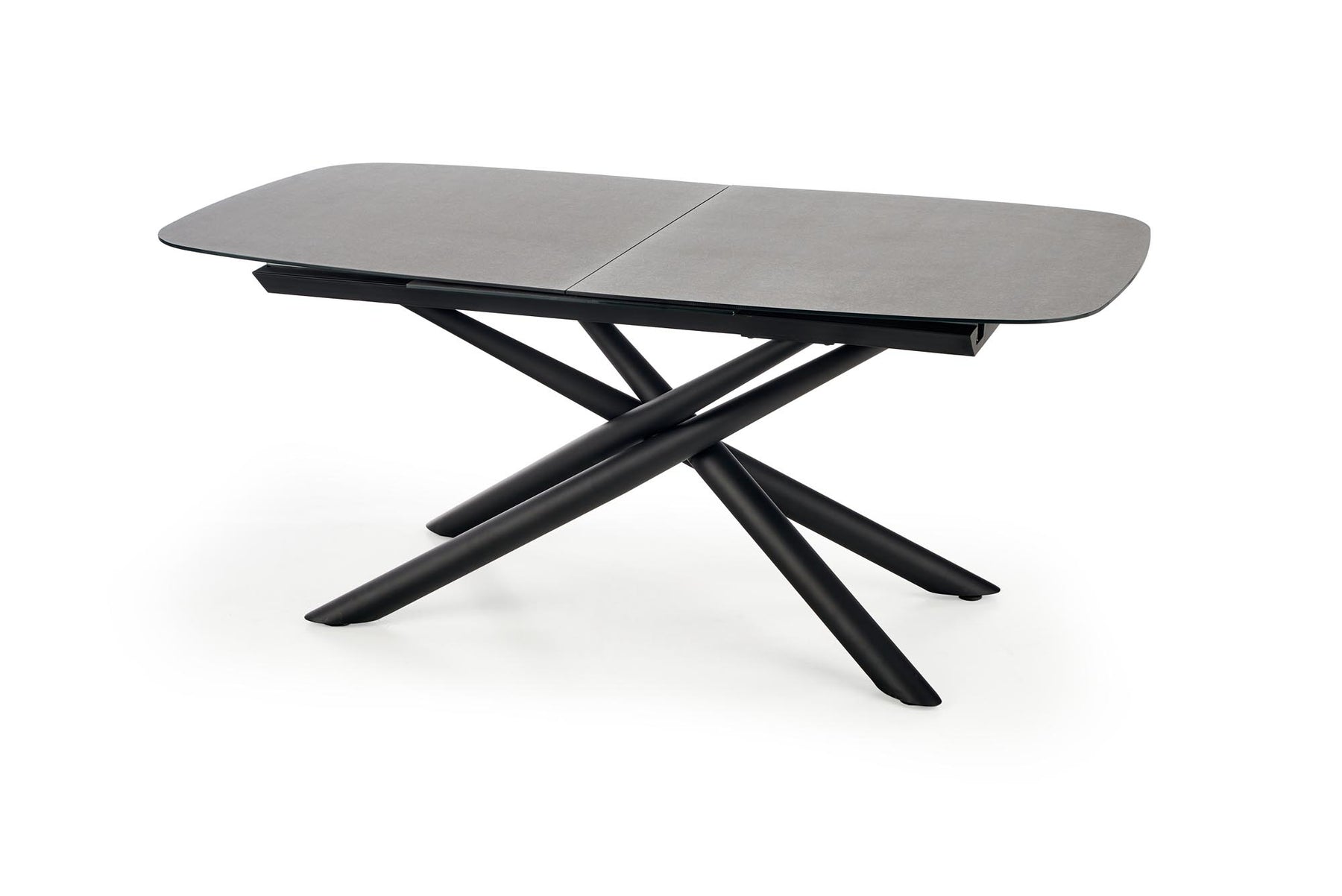 Tavolo allungabile in vetro grigio scuro con gambe in acciaio nero Capello 180 x 95 cm - allungabile fino a 240 cm