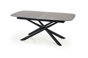 Tavolo allungabile in vetro grigio scuro con gambe in acciaio nero Capello 180 x 95 cm - allungabile fino a 240 cm