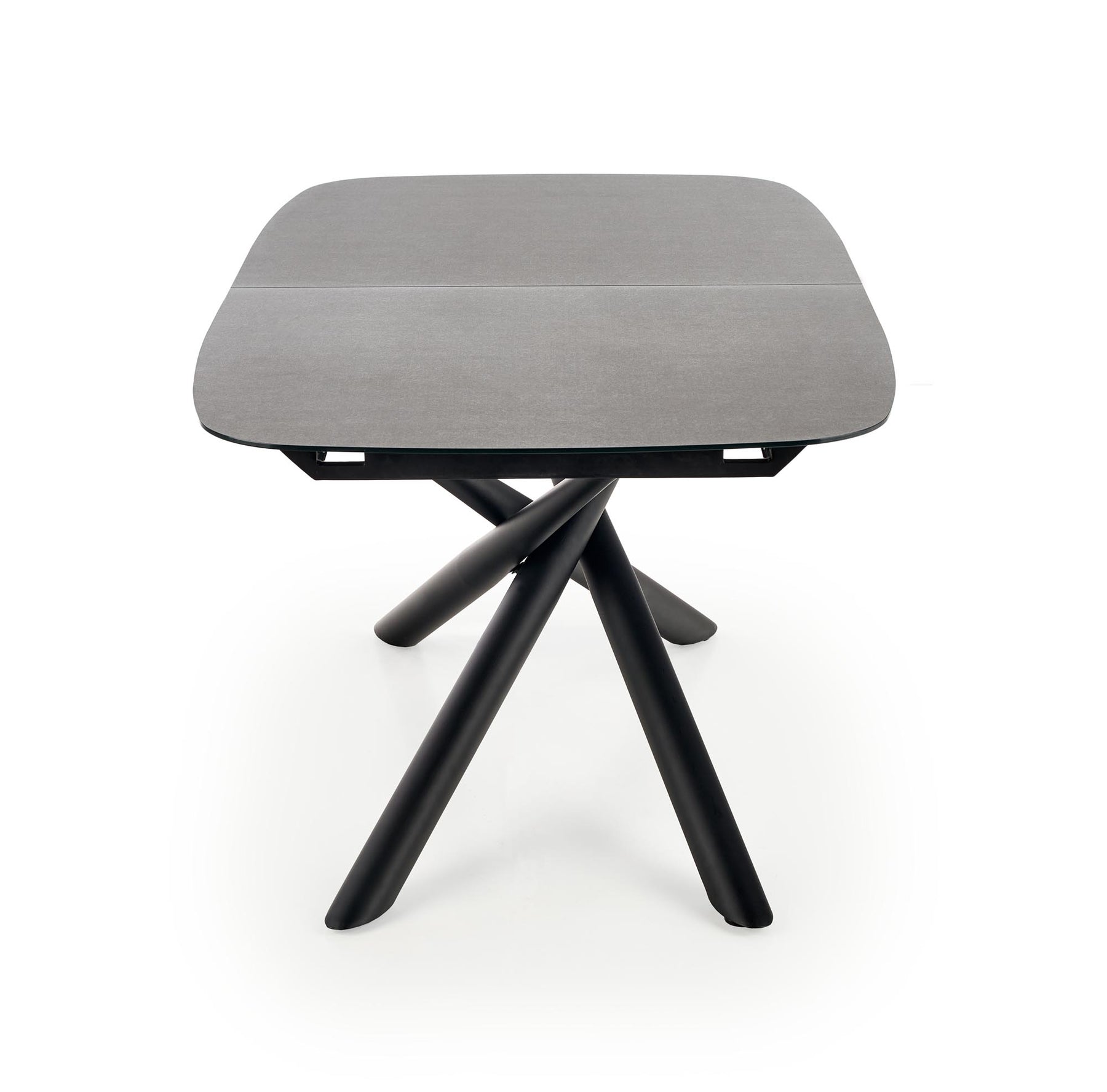 Tavolo allungabile in vetro grigio scuro con gambe in acciaio nero Capello 180 x 95 cm - allungabile fino a 240 cm