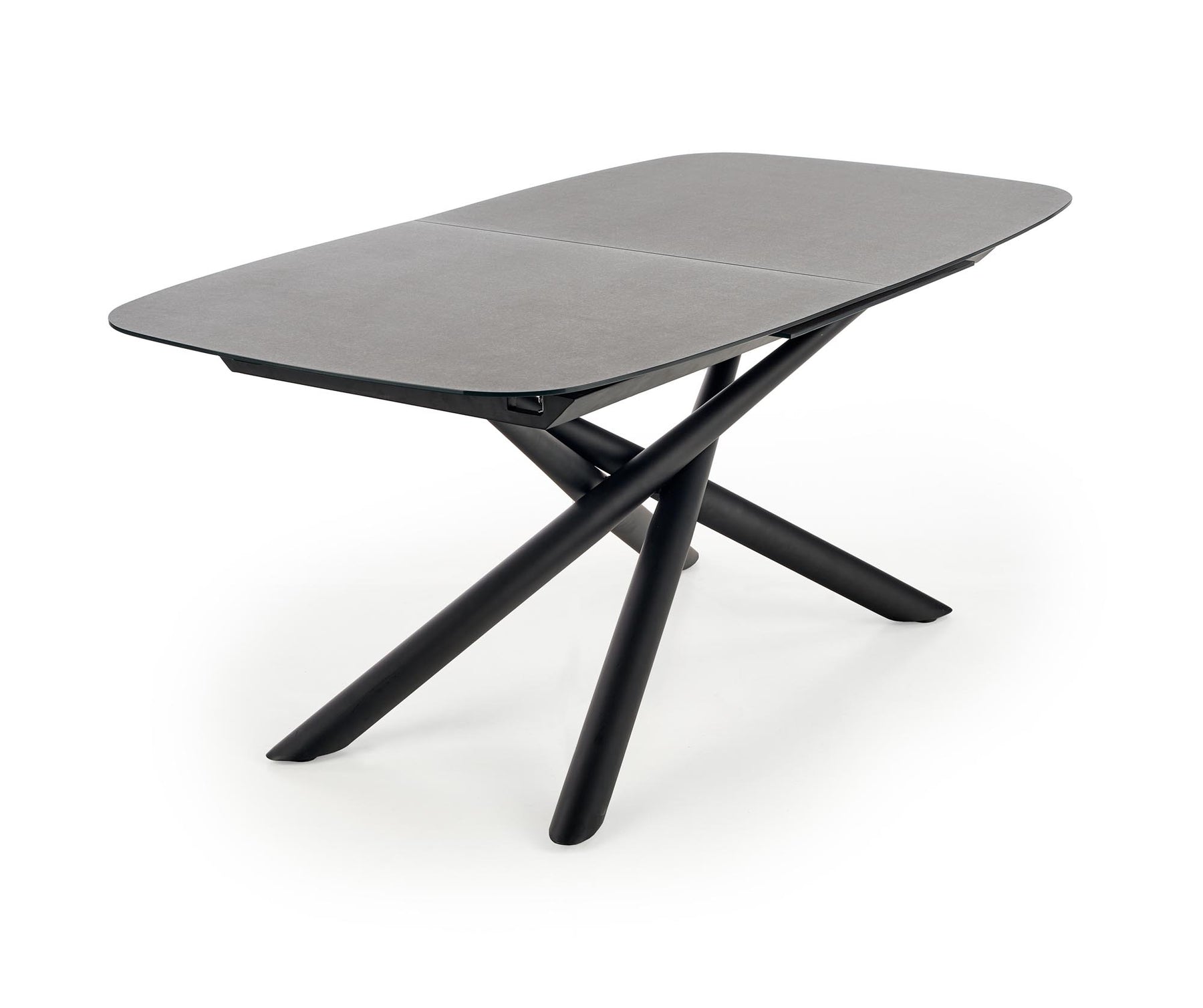 Tavolo allungabile in vetro grigio scuro con gambe in acciaio nero Capello 180 x 95 cm - allungabile fino a 240 cm