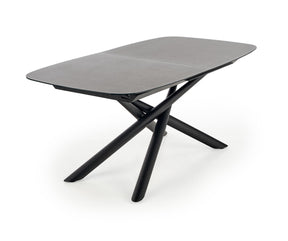 Tavolo allungabile in vetro grigio scuro con gambe in acciaio nero Capello 180 x 95 cm - allungabile fino a 240 cm
