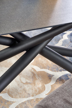 Tavolo allungabile in vetro grigio scuro con gambe in acciaio nero Capello 180 x 95 cm - allungabile fino a 240 cm