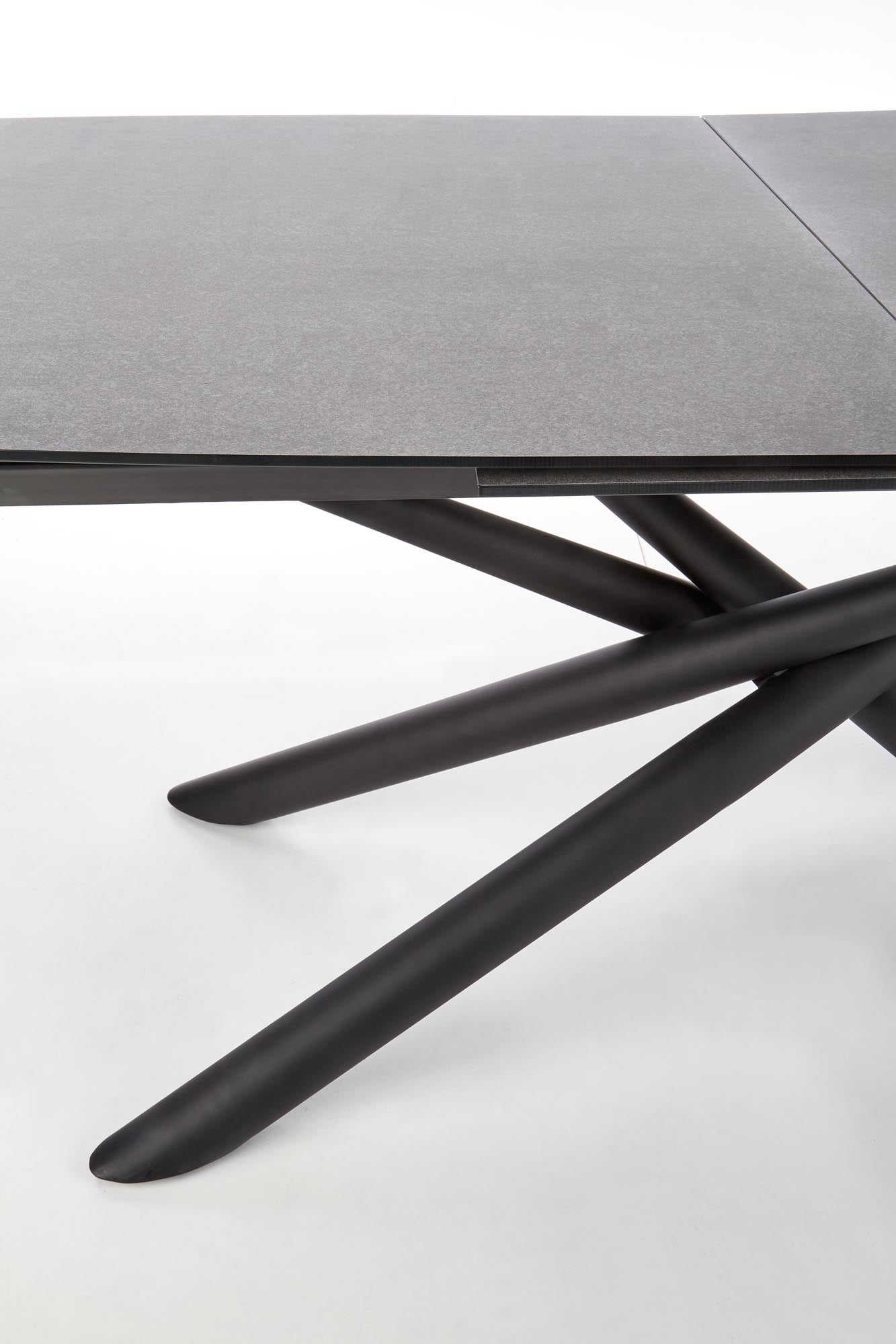 Tavolo allungabile in vetro grigio scuro con gambe in acciaio nero Capello 180 x 95 cm - allungabile fino a 240 cm