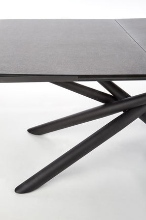 Tavolo allungabile in vetro grigio scuro con gambe in acciaio nero Capello 180 x 95 cm - allungabile fino a 240 cm