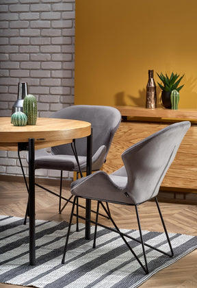 Tavolo tondo allungabile in MDF impiallacciato rovere con gambe in acciaio nero  Inferno Ø 100 cm - allungabile a 300cm