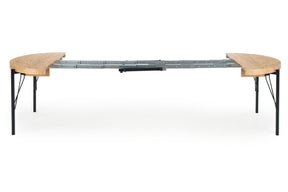 Tavolo tondo allungabile in MDF impiallacciato rovere con gambe in acciaio nero  Inferno Ø 100 cm - allungabile a 300cm