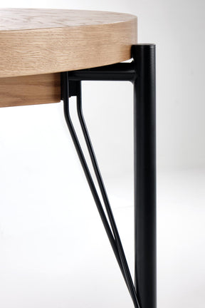 Tavolo tondo allungabile in MDF impiallacciato rovere con gambe in acciaio nero  Inferno Ø 100 cm - allungabile a 300cm