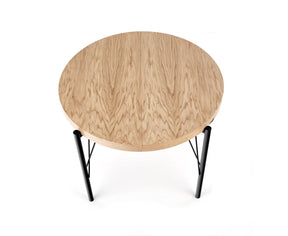 Tavolo tondo allungabile in MDF impiallacciato rovere con gambe in acciaio nero  Inferno Ø 100 cm - allungabile a 300cm