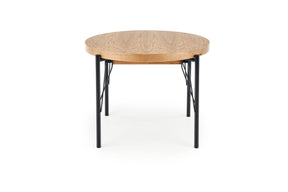 Tavolo tondo allungabile in MDF impiallacciato rovere con gambe in acciaio nero  Inferno Ø 100 cm - allungabile a 300cm