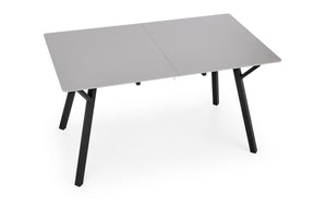 Tavolo allungabile in legno MDF laccato grigio chiaro e gambe in acciaio nero Balrog 140x80 cm - allungabile fino a 180 cm