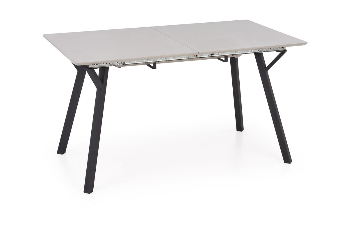 Tavolo allungabile in legno MDF laccato grigio chiaro e gambe in acciaio nero Balrog 140x80 cm - allungabile fino a 180 cm
