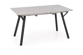 Tavolo allungabile in legno MDF laccato grigio chiaro e gambe in acciaio nero Balrog 140x80 cm - allungabile fino a 180 cm