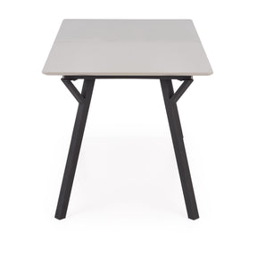 Tavolo allungabile in legno MDF laccato grigio chiaro e gambe in acciaio nero Balrog 140x80 cm - allungabile fino a 180 cm