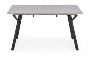 Tavolo allungabile in legno MDF laccato grigio chiaro e gambe in acciaio nero Balrog 140x80 cm - allungabile fino a 180 cm