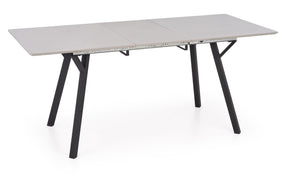 Tavolo allungabile in legno MDF laccato grigio chiaro e gambe in acciaio nero Balrog 140x80 cm - allungabile fino a 180 cm