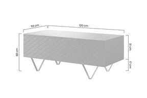 Tavolino 2 ante a ribalta con piede in metallo nero Scalia 120x55 cm