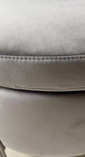 Pouf Contenitore Made in Italy Tondo in Velluto Tortora con piedi in metallo - Peglia