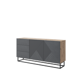 Madia 2 ante 3 cassetti in legno laminato con piede in metallo Asha 167x43 cm