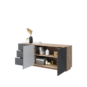 Madia 2 ante 3 cassetti in legno laminato Asha 167x43 cm