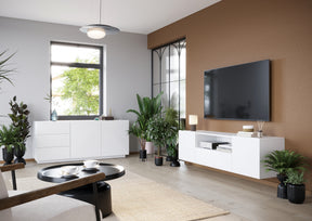 Mobile TV sospeso 2 ante 1 cassetto in legno laminato Asha 167 x 40 cm