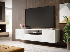 Mobile TV sospeso 2 ante 1 cassetto in legno laminato Asha 167 x 40 cm