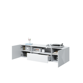 Mobile TV sospeso 2 ante 1 cassetto in legno laminato Asha 167 x 40 cm
