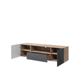 Mobile TV sospeso 2 ante 1 cassetto in legno laminato Asha 167 x 40 cm