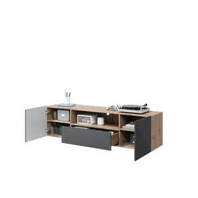 Mobile TV sospeso 2 ante 1 cassetto in legno laminato Asha 167 x 40 cm