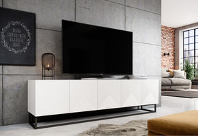 Mobile TV 5 ante in legno laminato con piede in metallo Asha 200 x 40 cm